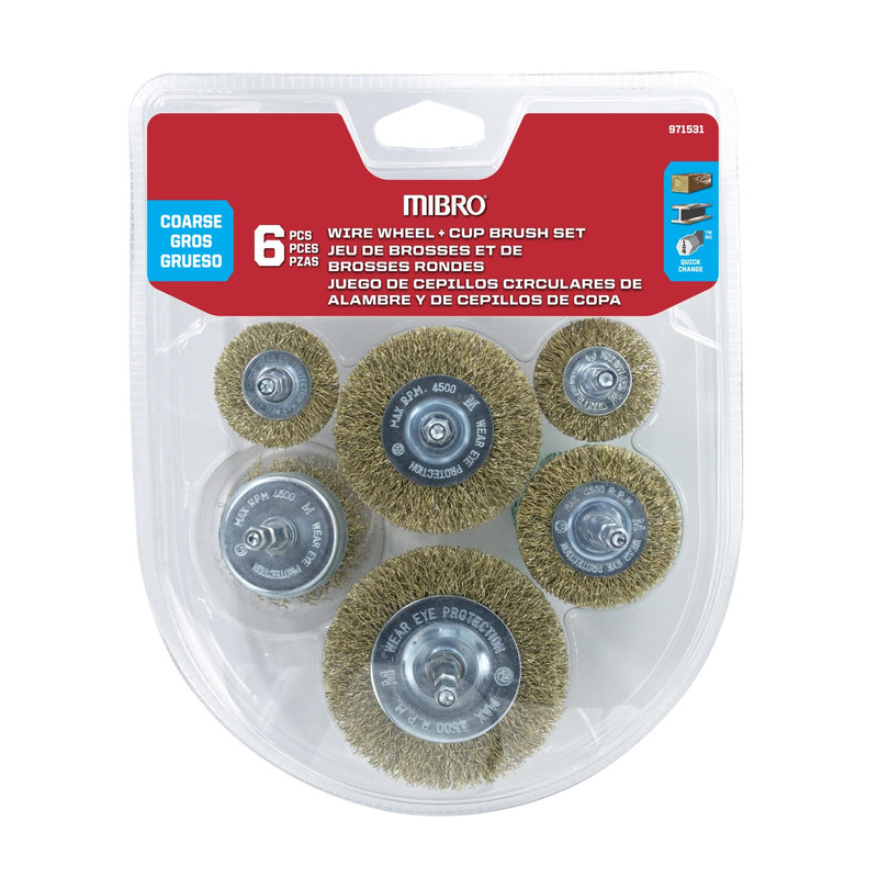 Wire Wheel Brush Set 1-1/2" to 3" (38.1 mm to 76.2 mm)